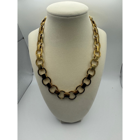 J. Crew Pink & Green Gold Block Chain Necklace - Picture 2 of 6